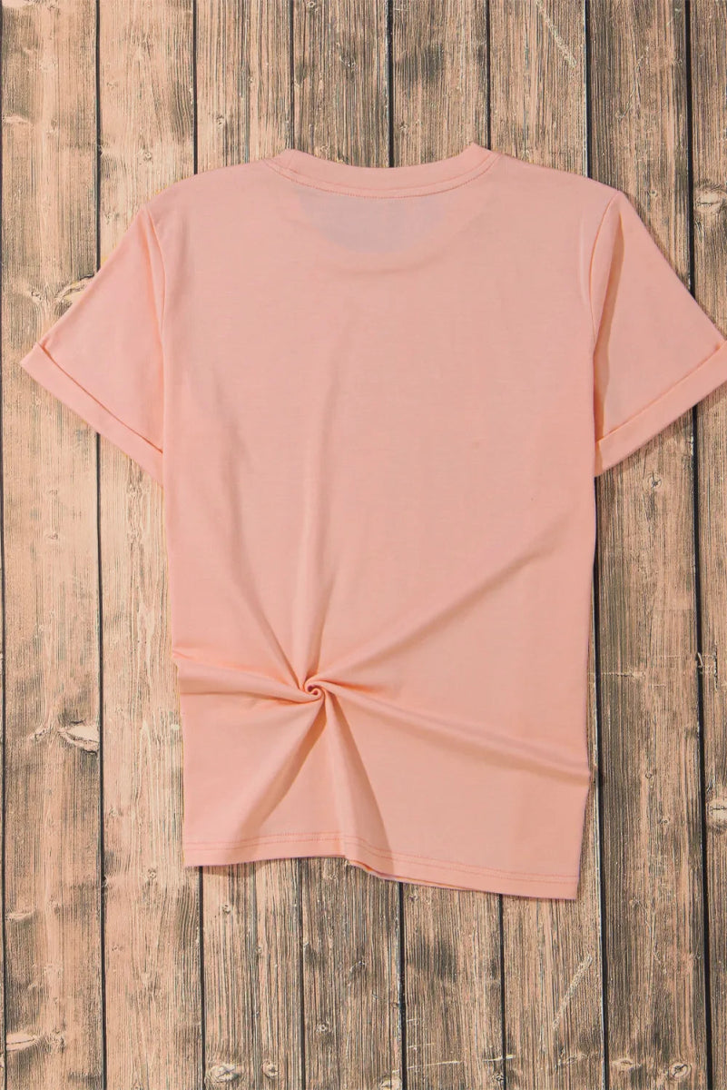 Stylish Graphic Round Neck Short Sleeve T-Shirt for Women - Love Salve